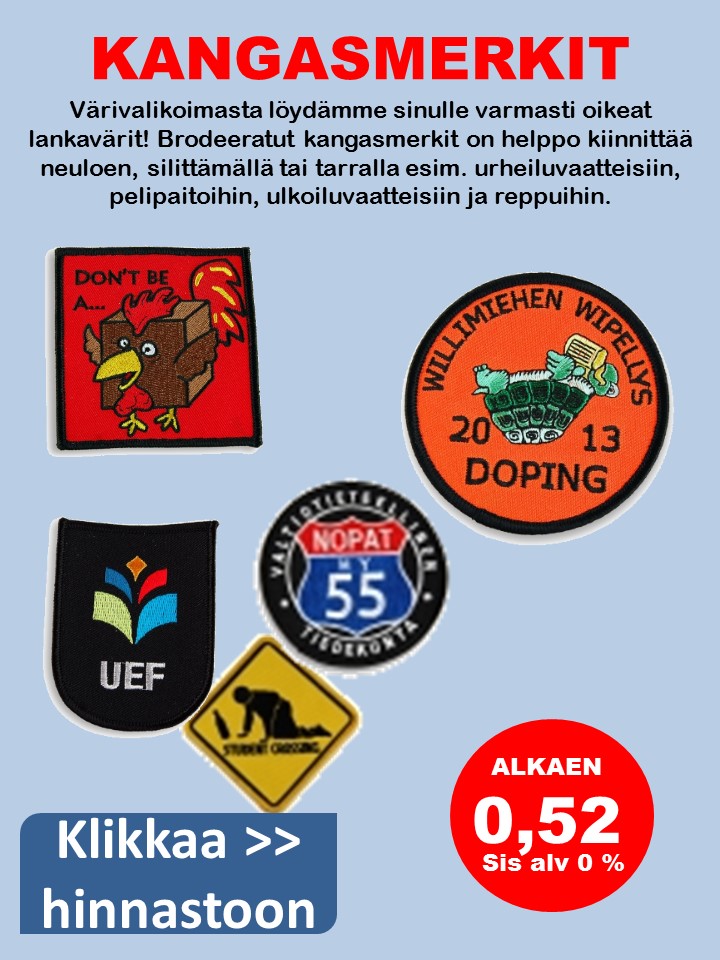 kangasmerkki brodeerattu
