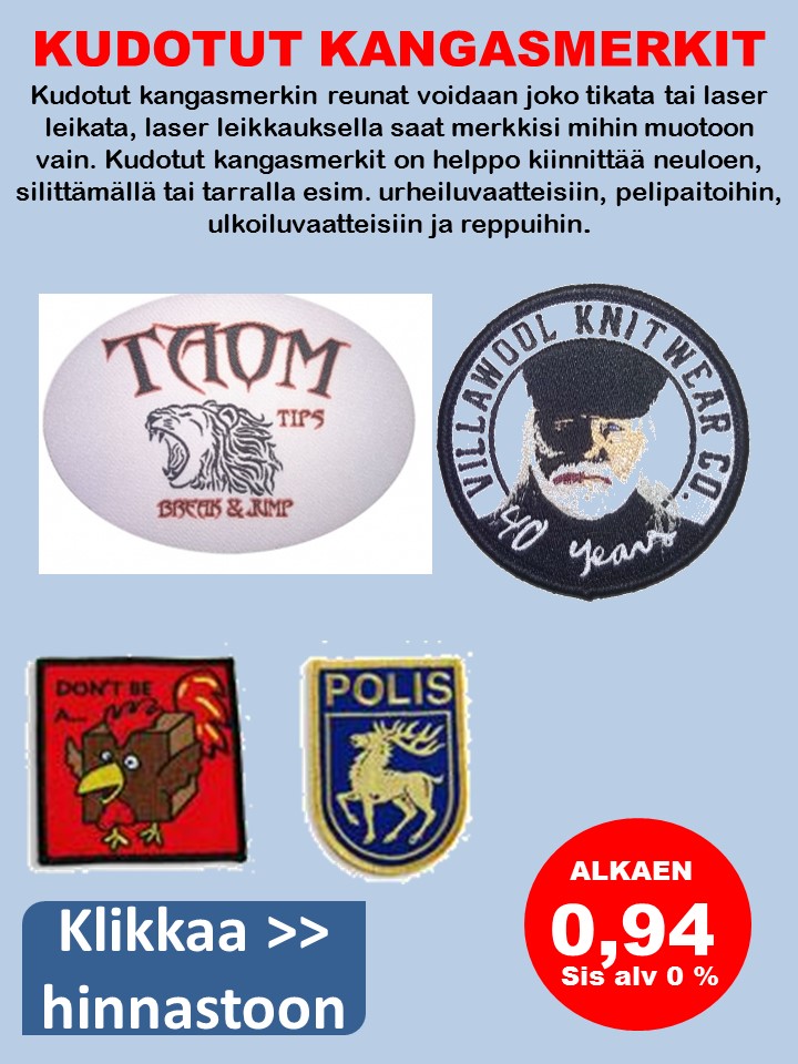 kangasmerkki kudottu
